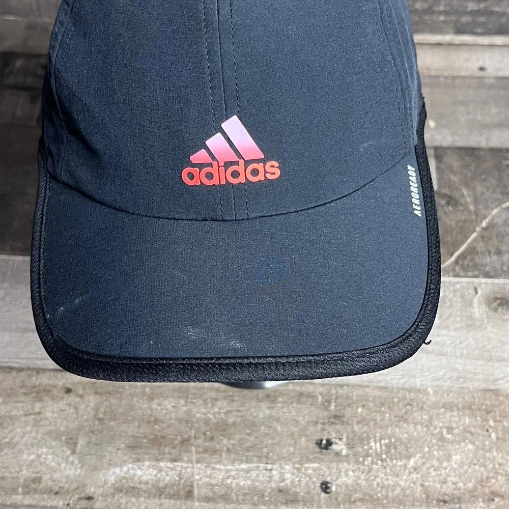 Adidas Aeroready Running Hat Black Pink Gradient Logo Adjustable Mesh Cap